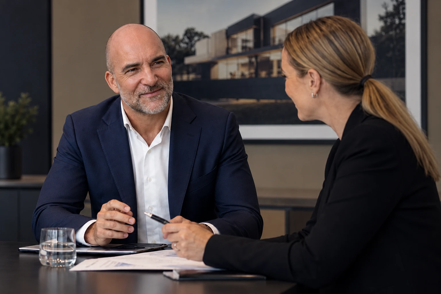 Andrew Cull discussing property investment with a client
